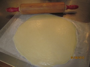 Rolling out the dough with my new rolling pin